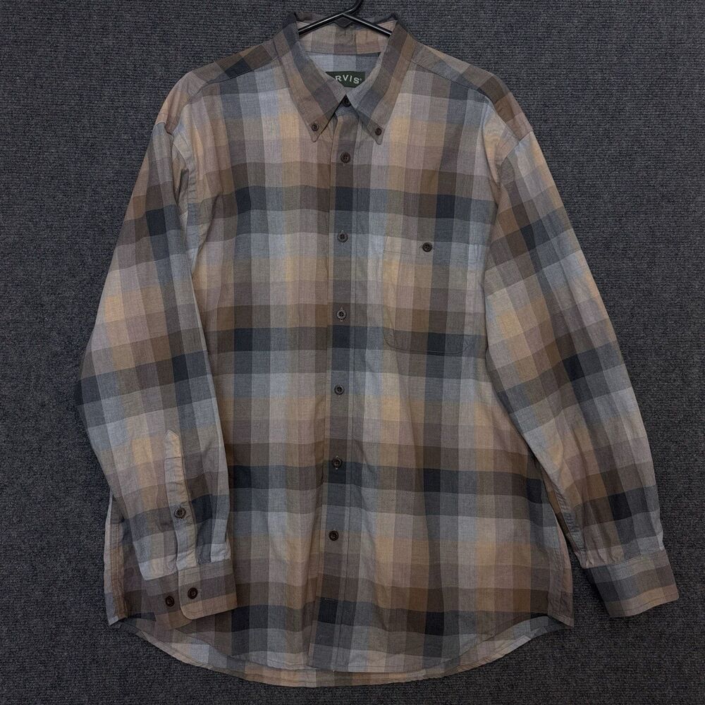 Orvis Signature Twill Plaid Patchwork XL Long Sleeve Button Down Cotton Heritage